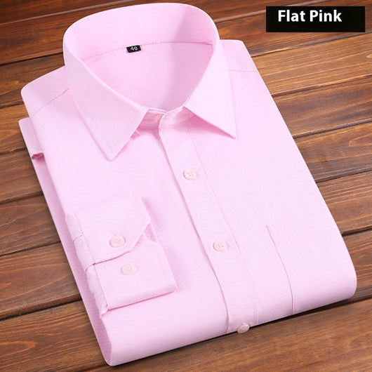 Camisa de Negocio Hombre Suelta sin Planchado - Color Sólido - Image 8