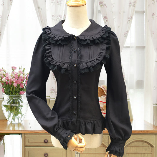 Blusa Chifón Slim-fit Manga Larga Estilo Lolita Dulce para Mujer - Image 2