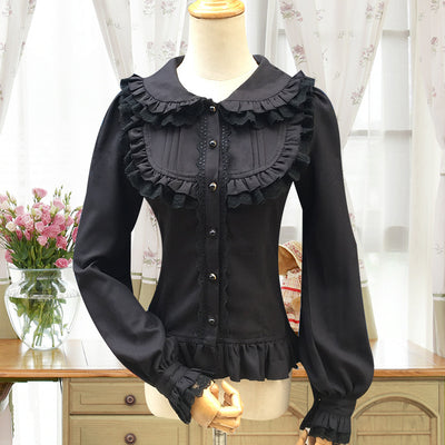 Blusa Chifón Slim-fit Manga Larga Estilo Lolita Dulce para Mujer - Image 2