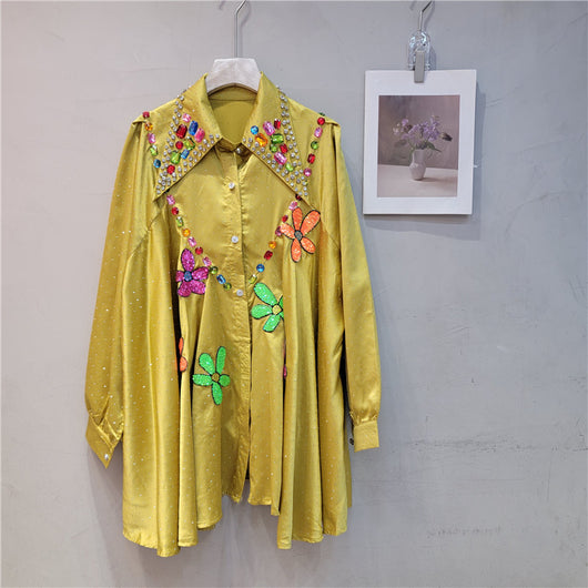 Blusa Larga de Invierno con Detalles de Cuentas para Mujer - Image 4