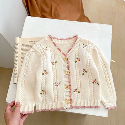 Cardigan Tejido para Niña con Bordado Floral Delicado - Image 10