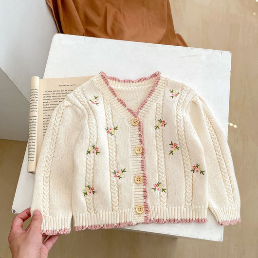 Cardigan Tejido para Niña con Bordado Floral Delicado - Image 10