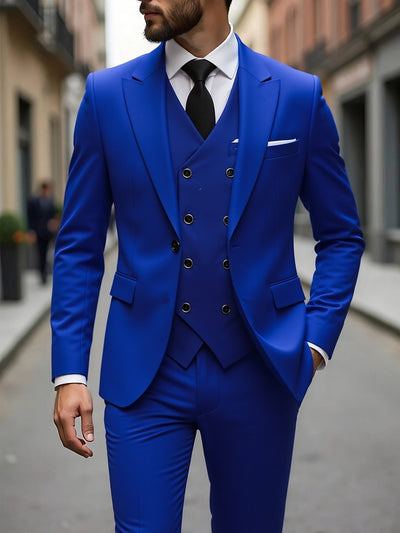 Traje de Negocios Tres Piezas Doble Botonadura para Hombre - Image 17