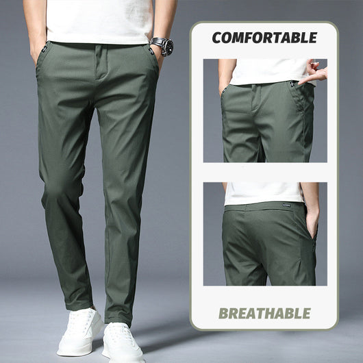 Pantalones Casuales Hombre Verano Tela Ligera Corte Recto Elásticos - Image 17
