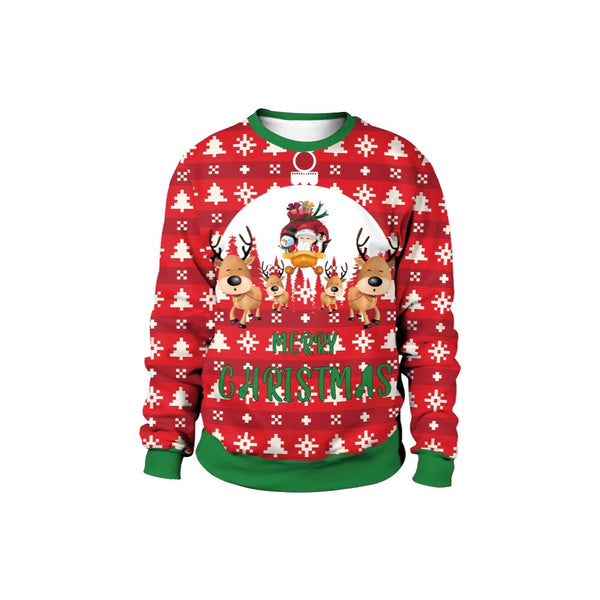 Suéter Navideño Unisex con Estampado 3D de Cuello Redondo