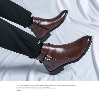 Botas Martin de Cuero Estilo Británico con Cierre Lateral para Hombre - Image 11