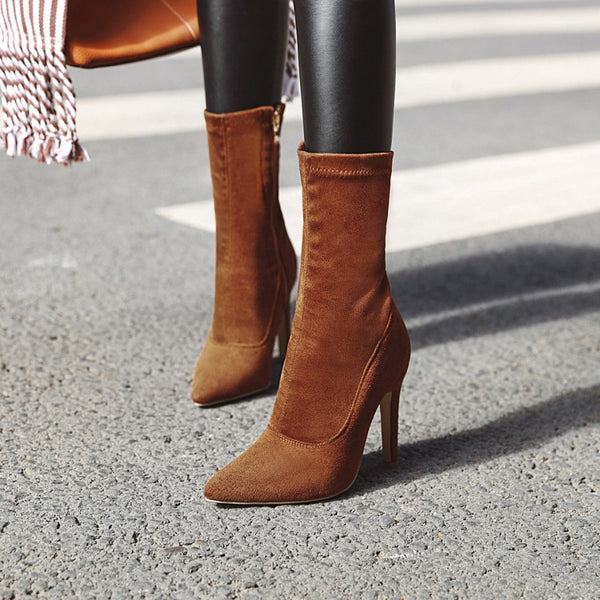 Botas Mujer Punta Aguda Tacón Stiletto Talla Grande