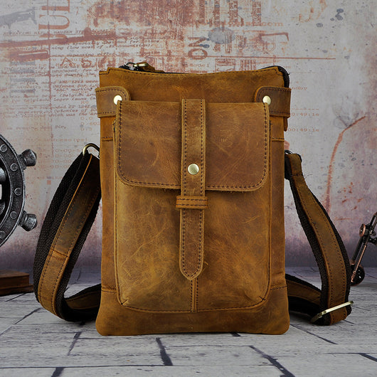 Bolsa Bandolera de Cuero para Hombre - Mochila Compacta con Soporte para Cámara - Image 8