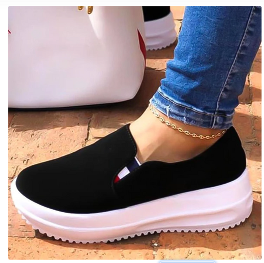 Zapato Casual Mujer Punta Redonda Tacón Plano Viscosa Liso - Image 3