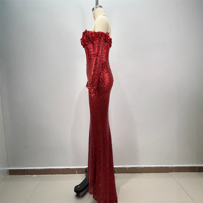 Vestido Largo Ajustado con Lentejuelas para Mujer - Image 3