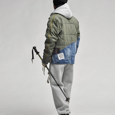 Chaqueta Denim Patchwork Desgastada para Hombre - Image 3