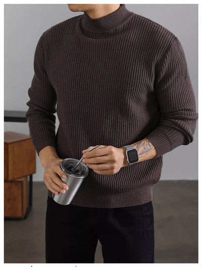 Suéter Cuello Tortuga Coreano para Hombre con Rayas Verticales - Image 24