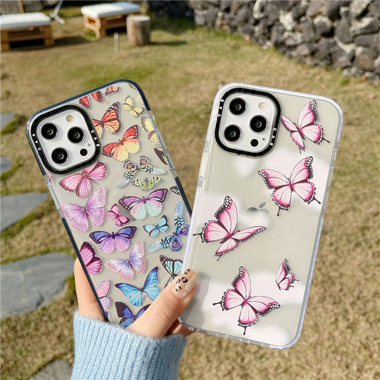 Funda Transparente Mariposa Compatible con iPhone 12 Mini, 11 Pro Max, X, XR, 8 y 7 Plus