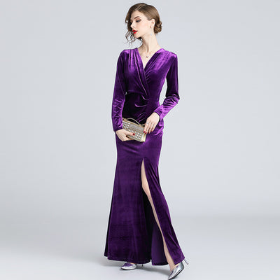 Vestido de Noche Largo con Pliegues y Abertura Lateral - Image 15
