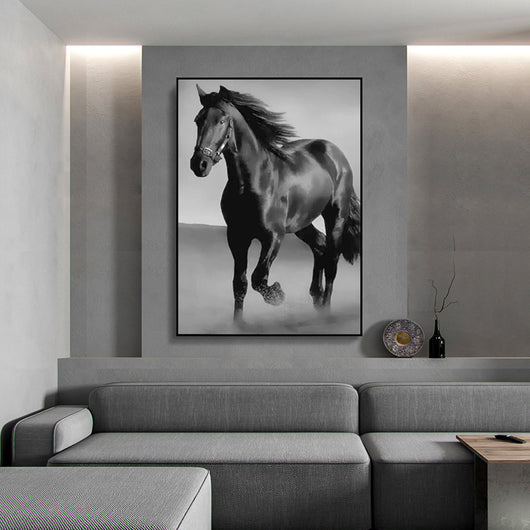 Cuadro Caballo Negro Moderno para Sala de Estar - Arte de Pared Contemporáneo - Image 5