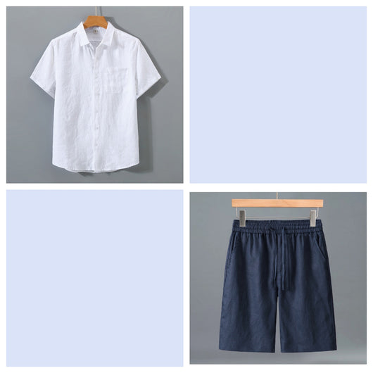 Conjunto de Shorts y Camisa de Lino para Hombre - Outfit Veraniego Ligero y Cómodo - Image 23