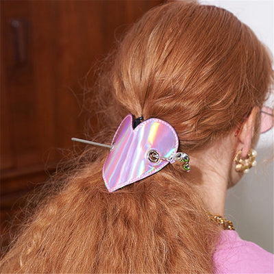Pasador de Cabello de Cuero con Lentejuelas y Corazón Brillante - Image 11