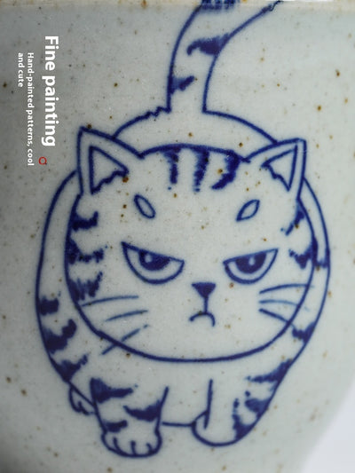 Taza de Té Porcelana Jingdezhen Gato Azul y Blanco - Image 8