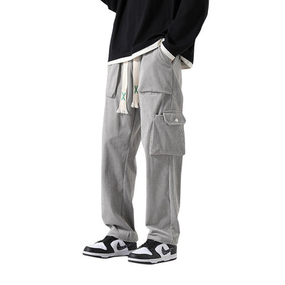 Pantalón Cargo Corduroy Holgado Multibolsillos de Corte Recto - Image 5
