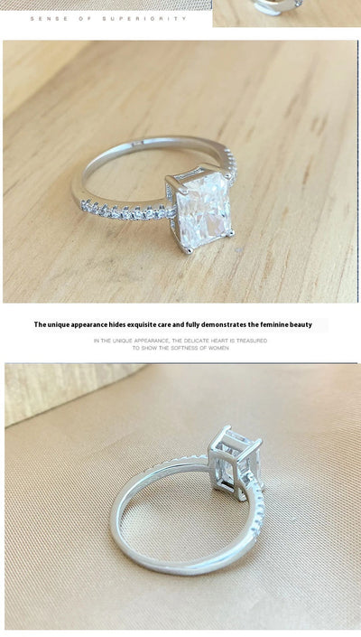 Anillo de Plata 925 con Moissanita Rectangular de 2 Quilates - Image 9