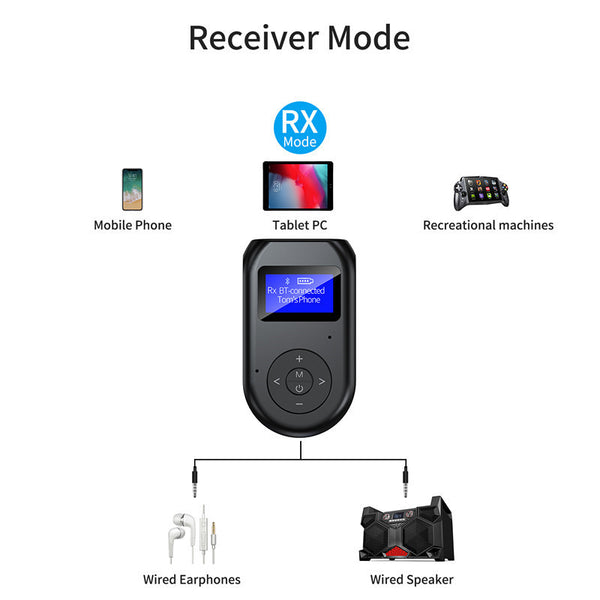 Adaptador Bluetooth 5.0 con Pantalla LCD y Conexión USB