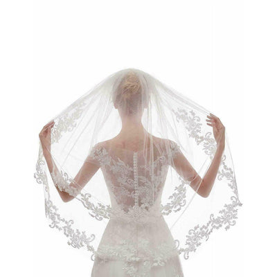 Peine de Novia con Apliques de Encaje Blanco Marfil Doble Vuelta - Image 5