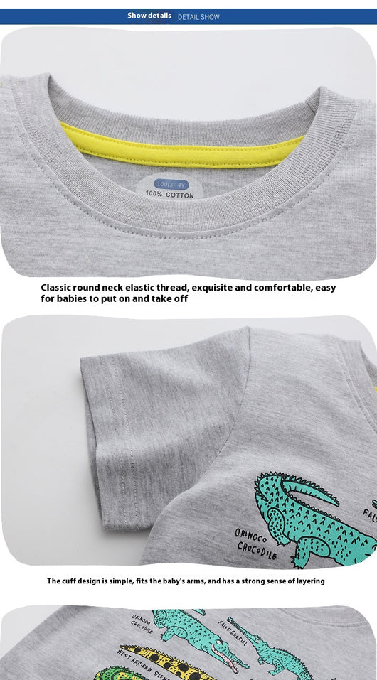 Playera Infantil de Verano con Estampado y Bordado de Dibujos Animados - Image 11
