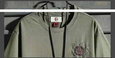 Playera de Algodón Bordada Estilo Nacional Tide Manga Corta - Image 7