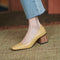 Zapatos de Tacón Alto con Punta Cuadrada en Cuero Grueso