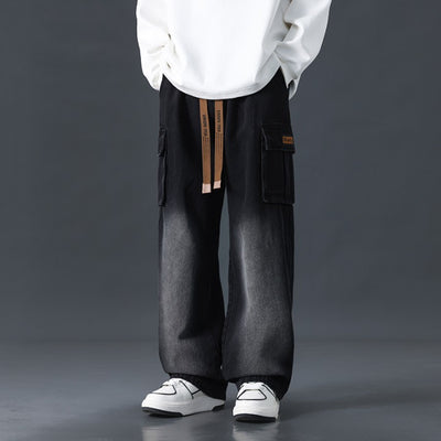 Pantalones Jeans Rectos Anchos con Degradado y Lavado Artesanal para Hombre - Image 6