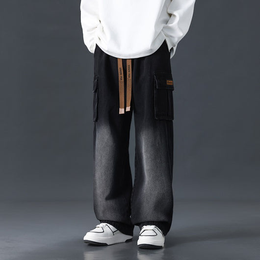 Pantalones Jeans Rectos Anchos con Degradado y Lavado Artesanal para Hombre - Image 6