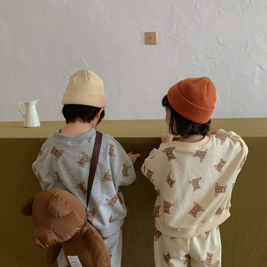 Conjunto de Buzo y Pantalón para Niños Primavera Otoño con Diseño de Osito - Image 3