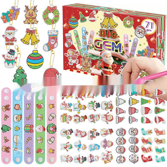 Set de 71 Pegatinas de Mosaico de Diamantes Redondos Temática Navideña - Image 2