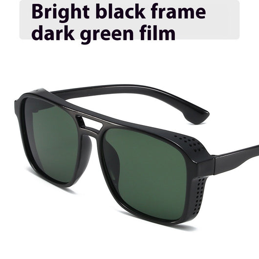 Men's double beam business sunglasses with powder pink frame and gradual tea-colored gradient lenses. - Image 5