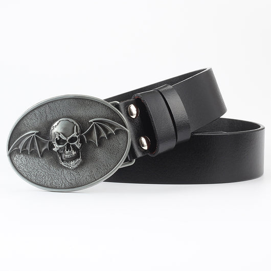 Cinturón de Cuero Bovino con Diseño Calavera de Dos Capas - Image 6