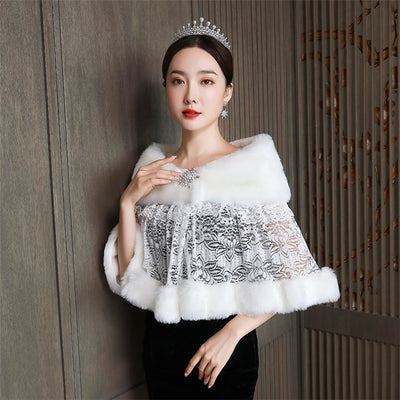 Chal Nupcial Acolchado con Pelaje - Chaqueta Térmica para Vestido de Novia - Image 4