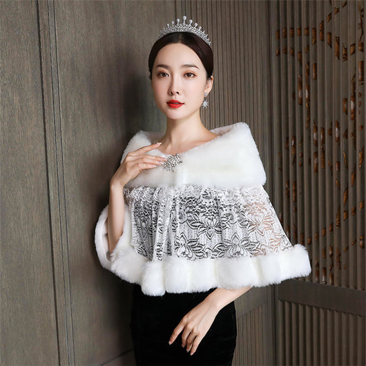 Chal Nupcial Acolchado con Pelaje - Chaqueta Térmica para Vestido de Novia - Image 4