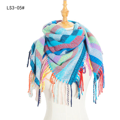 Pañuelo Cuadrado Rayado con Flecos para Mujer y Hombre - Image 79
