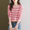 Blusa Holgada Rayas Manga Larga Estilo Occidental para Mujer