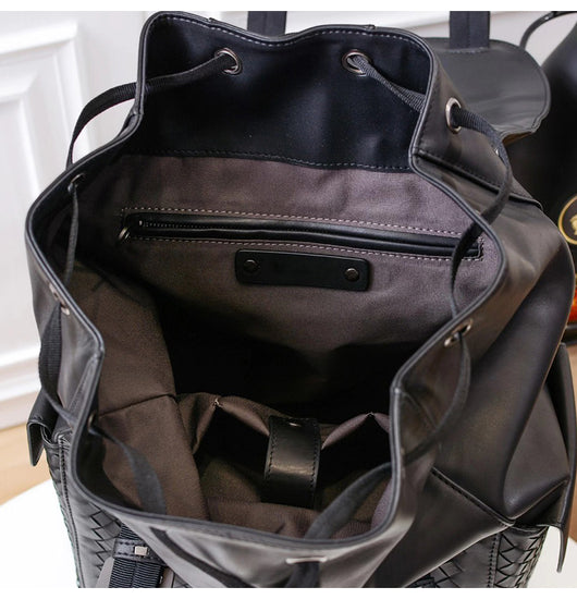 Mochila de Cuero Trenzado para Hombre - Gran Capacidad y Estilo Casual - Image 3