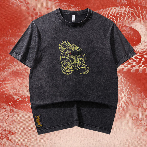 Camiseta Holgada Estilo Chino para Hombre - Primavera Verano
