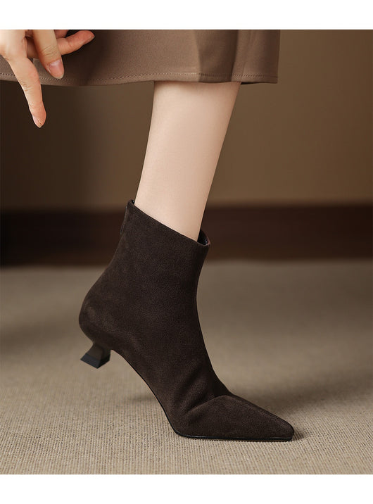 Botas Tobilleras de Gamuza Ante con Punta Fina para Mujer - Image 24