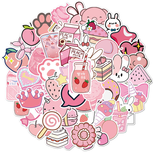 A large collection of cute cartoon animal stickers, including a monkey, pig, shark, penguin, elephant, and more, arranged in a circle. - Image 18