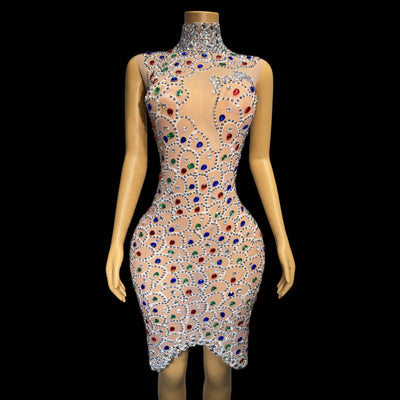 Vestido de Fiesta Largo con Encaje y Cristales Brillantes para Mujer - Image 6