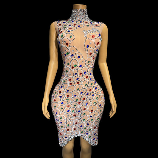 Vestido de Fiesta Largo con Encaje y Cristales Brillantes para Mujer - Image 6