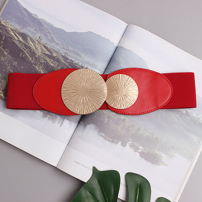 Cinturón Elástico Ancho Rojo para Mujer - Accesorio Versátil para Vestidos y Faldas - Image 20