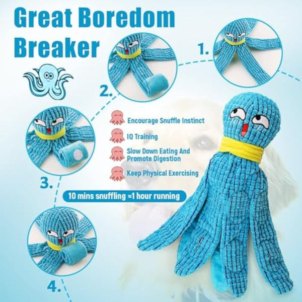 Juguete Interactivo Pulpo para Perros - Peluche con Texturas y Sonidos Crujientes