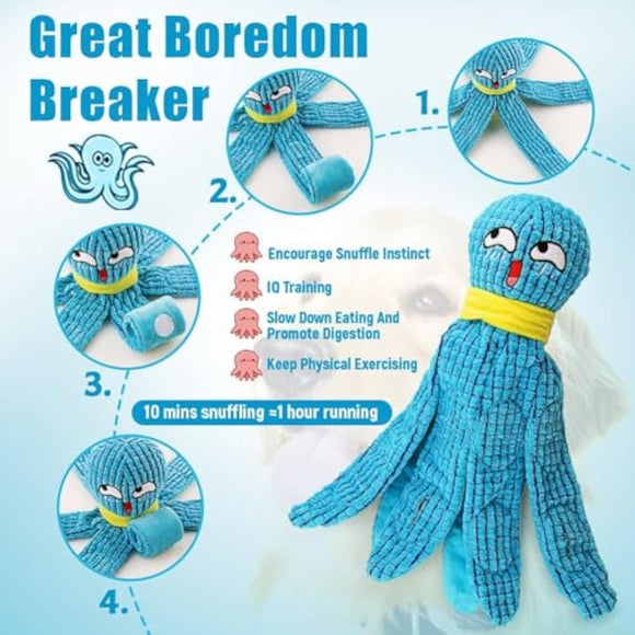 Juguete Interactivo Pulpo para Perros - Peluche con Texturas y Sonidos Crujientes