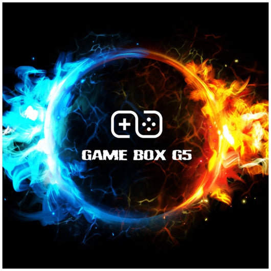Black G5 Game BOX console with geometric design and two matching black gamepads for TV gaming. - Image 3