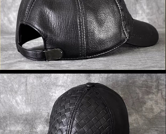 Gorra de Beisbol Invierno Cuero Genuino Piel de Cabra para Hombre - Image 10